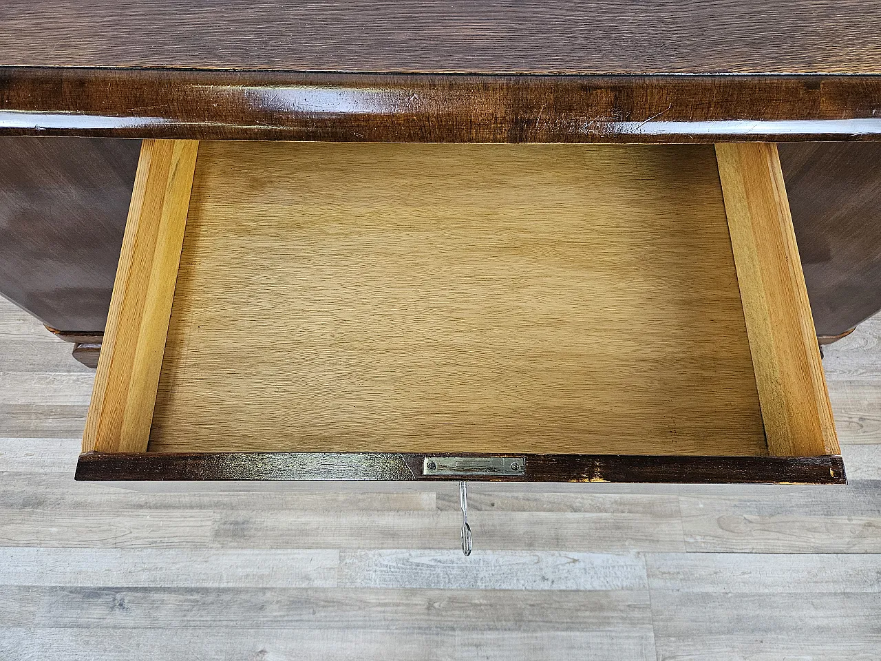 Open desk Art Decò in oak with drawers, 1930 14