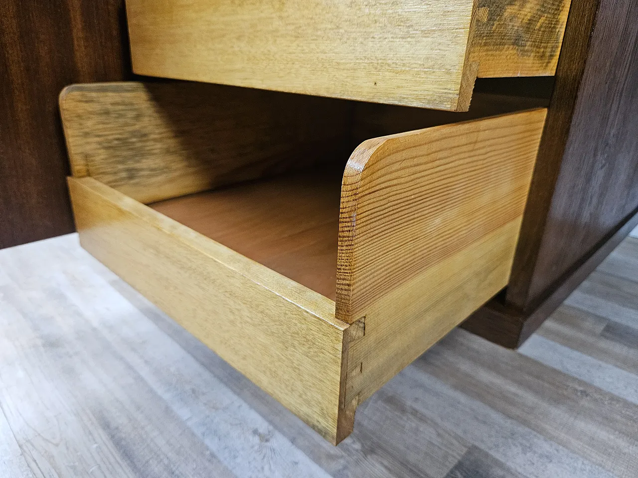 Open desk Art Decò in oak with drawers, 1930 24