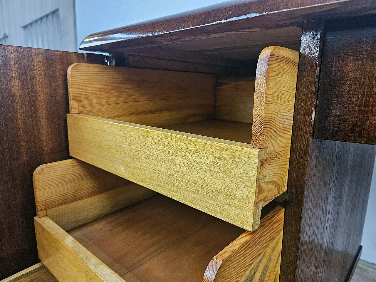 Open desk Art Decò in oak with drawers, 1930 26