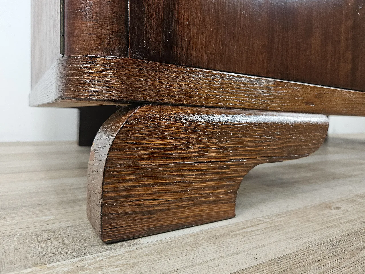 Open desk Art Decò in oak with drawers, 1930 33