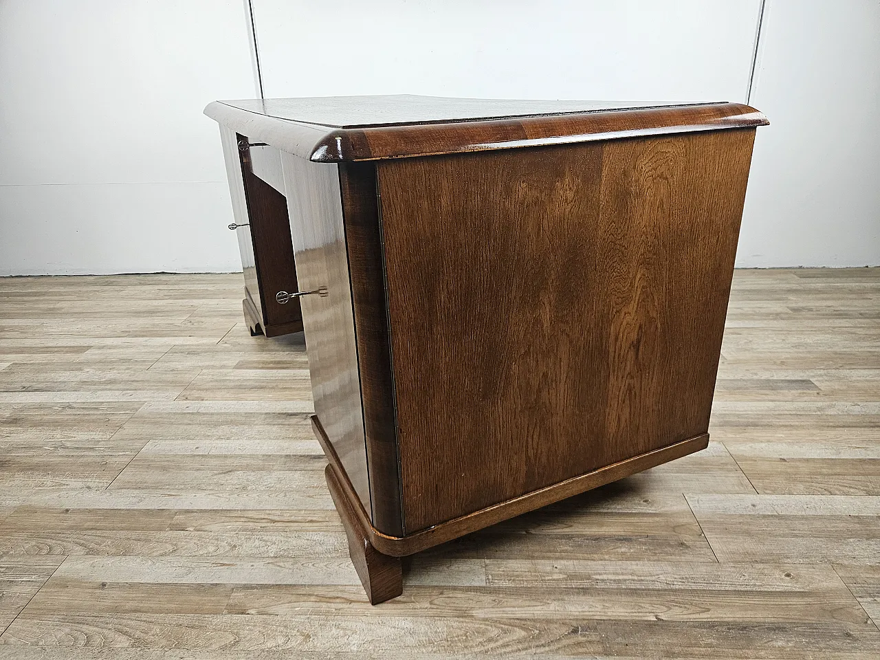 Open desk Art Decò in oak with drawers, 1930 36