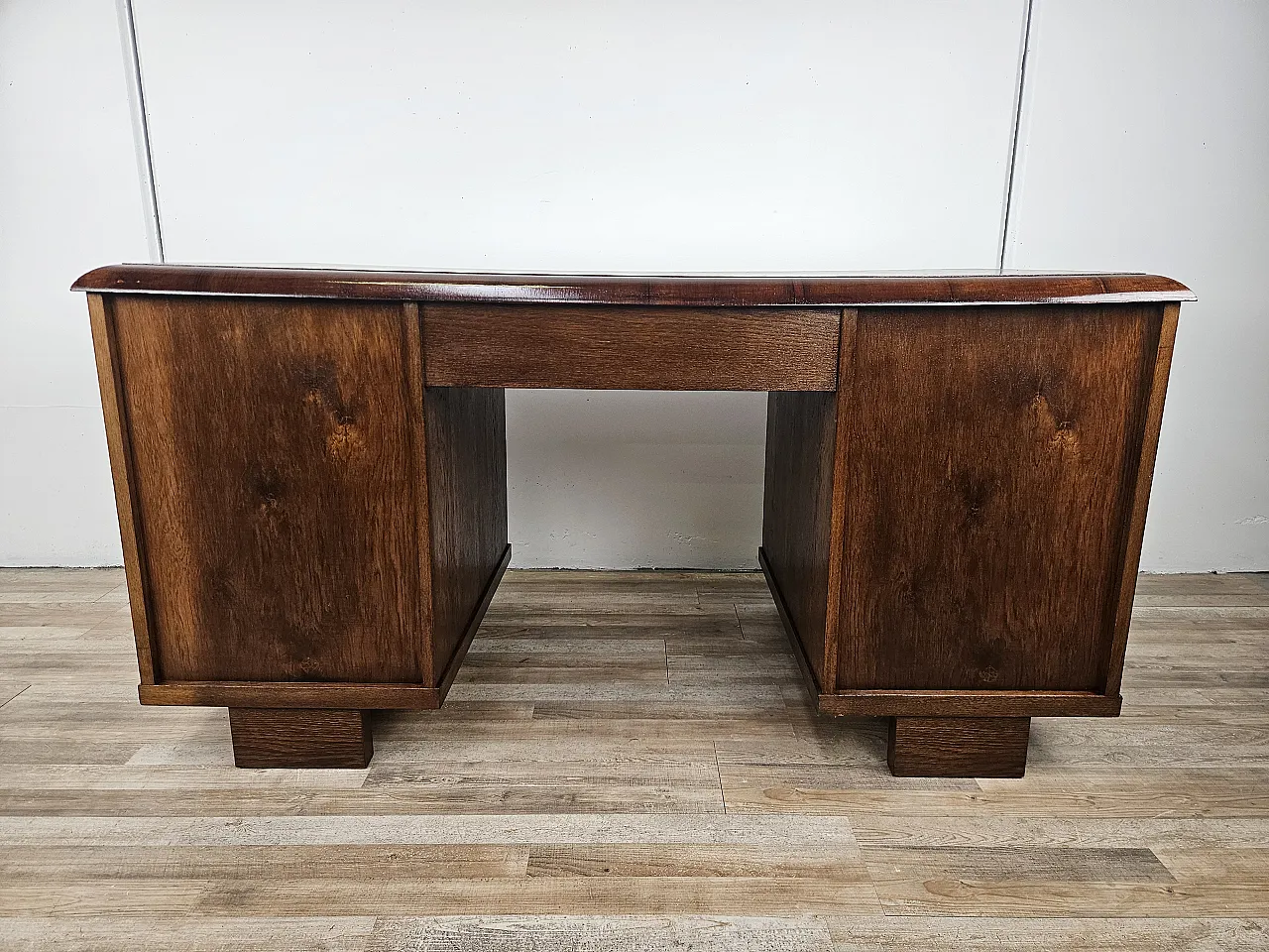 Open desk Art Decò in oak with drawers, 1930 37
