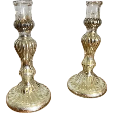 Coppia di antichi Candelieri in vetro di Murano, '800