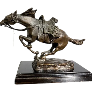 Scultura Bronzo Cavallo “ La carica “, primi '900