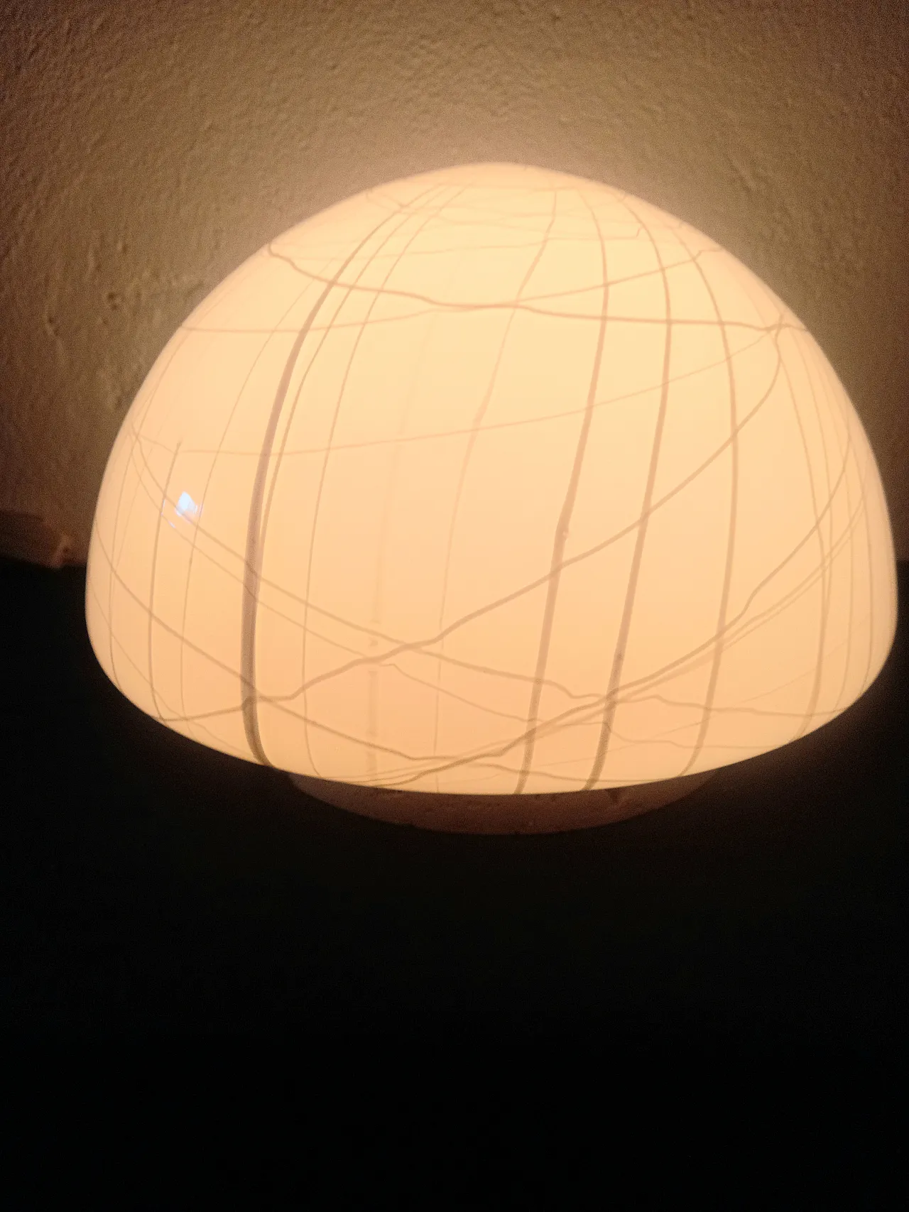 Glass table lamp and travertine, 90s 2