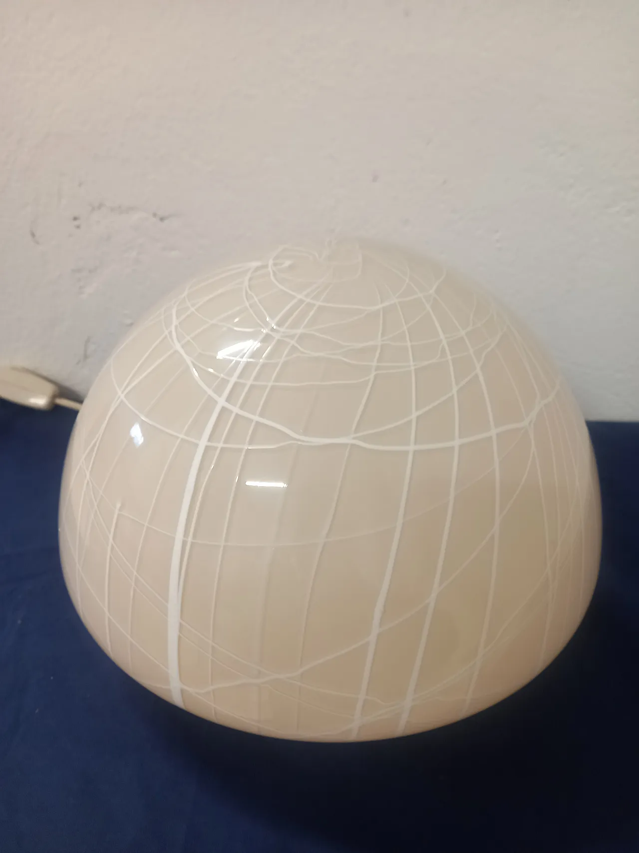 Glass table lamp and travertine, 90s 3