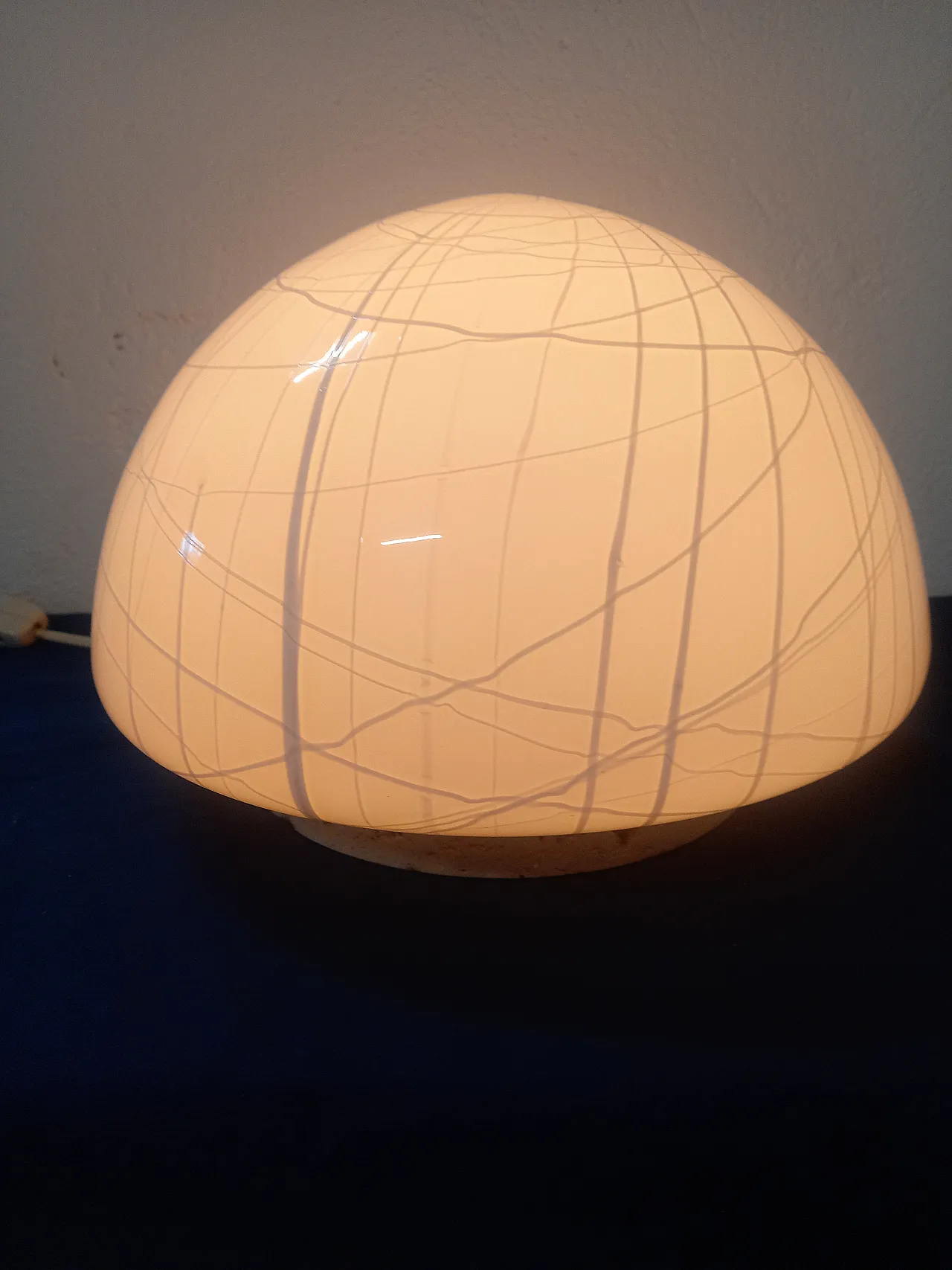 Glass table lamp and travertine, 90s 4