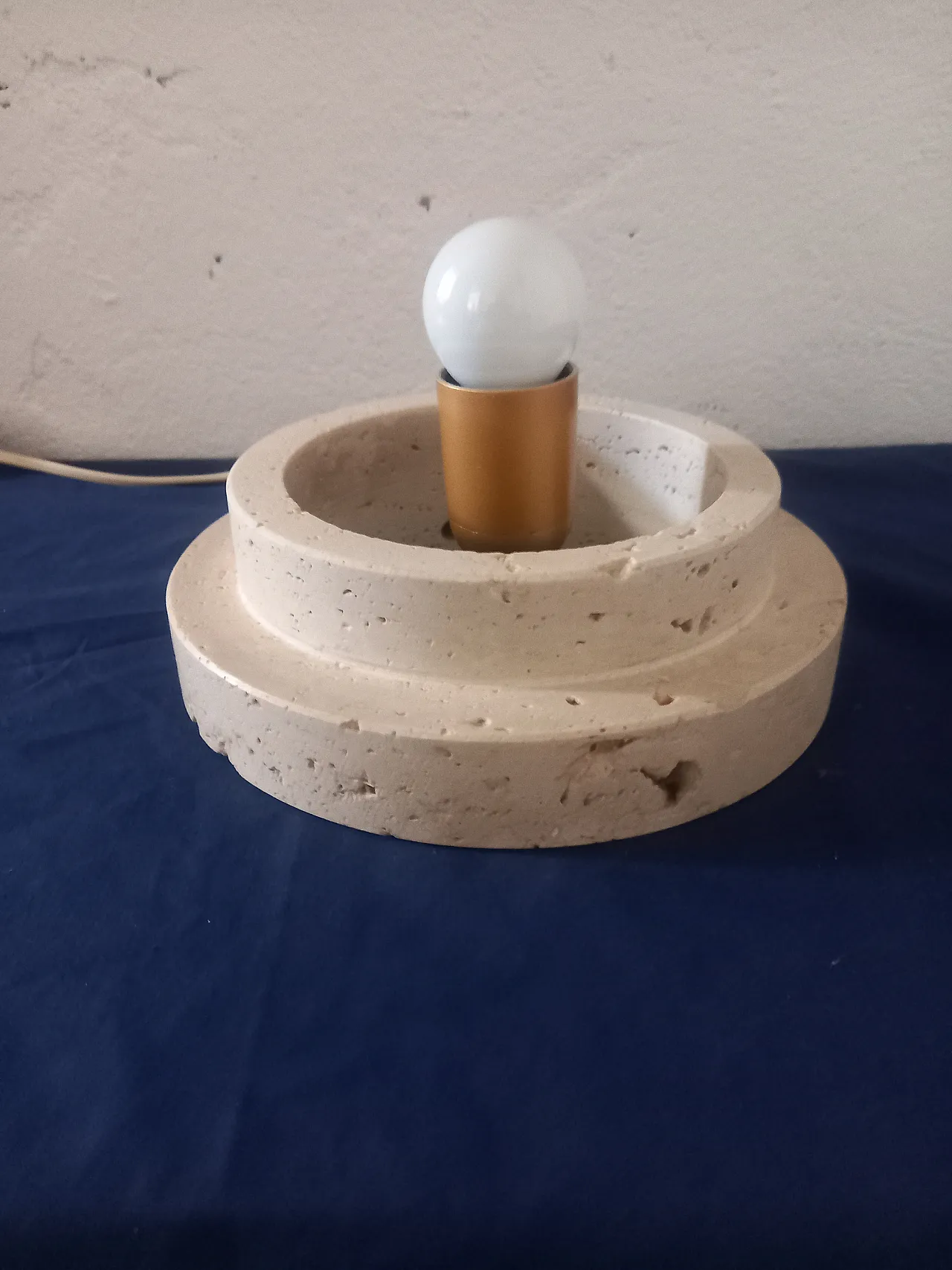 Glass table lamp and travertine, 90s 6