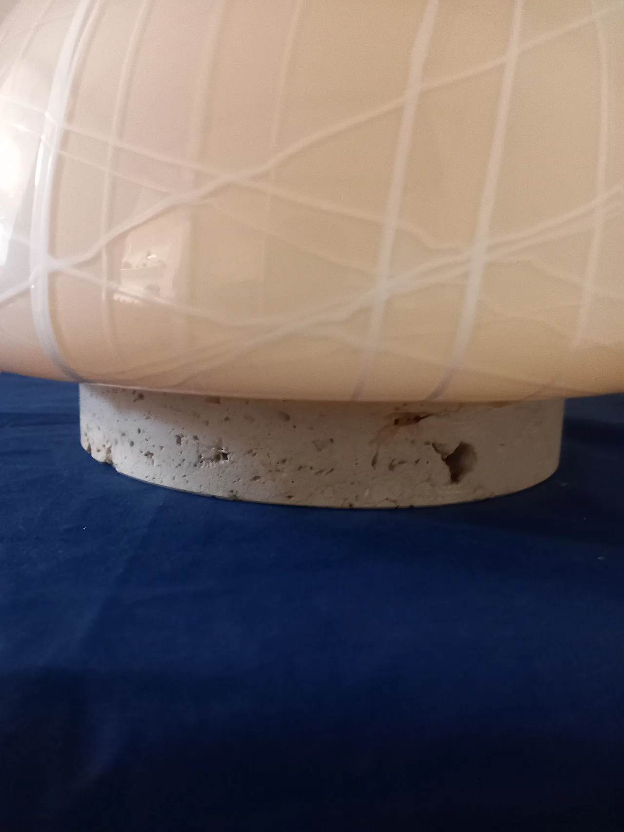 Glass table lamp and travertine, 90s 8