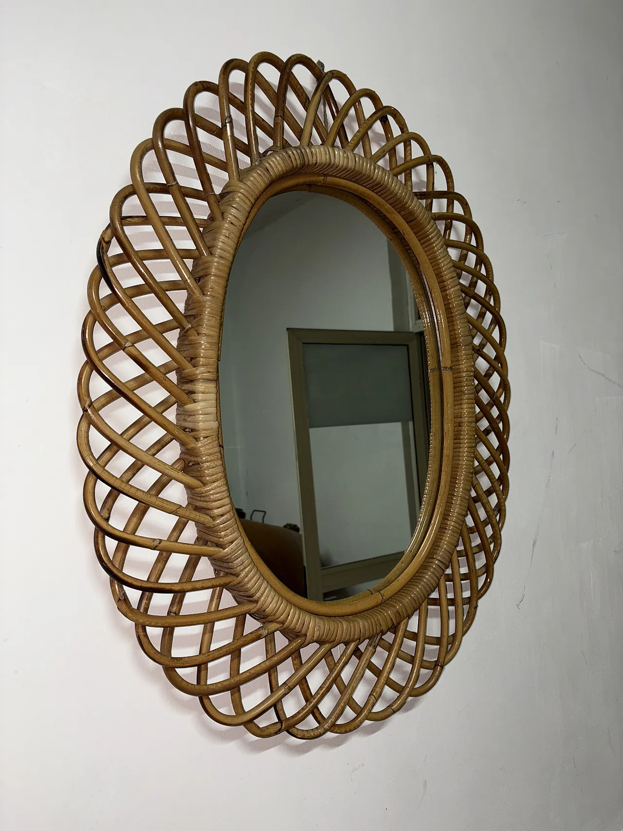 Specchio vimini di Franco Albini per Bonacina, anni '70 1