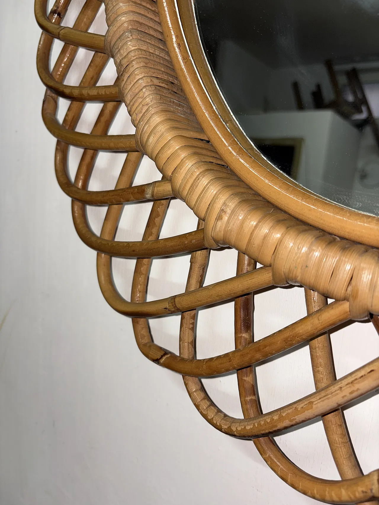 Specchio vimini di Franco Albini per Bonacina, anni '70 4