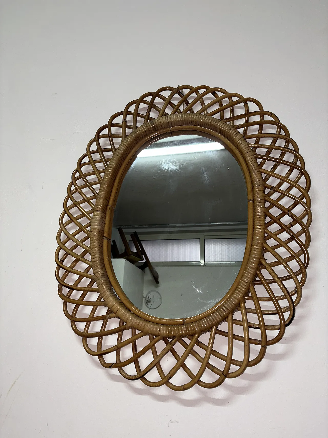 Specchio vimini di Franco Albini per Bonacina, anni '70 5