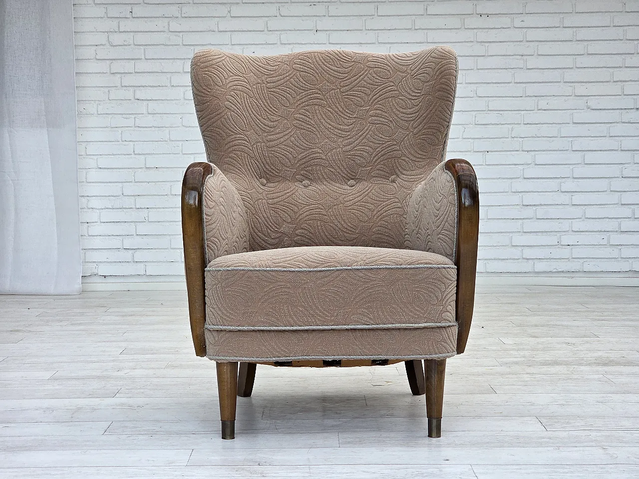 Danish armchair by Slagelse Møbelværk, blend wool fabric. 1960s 8