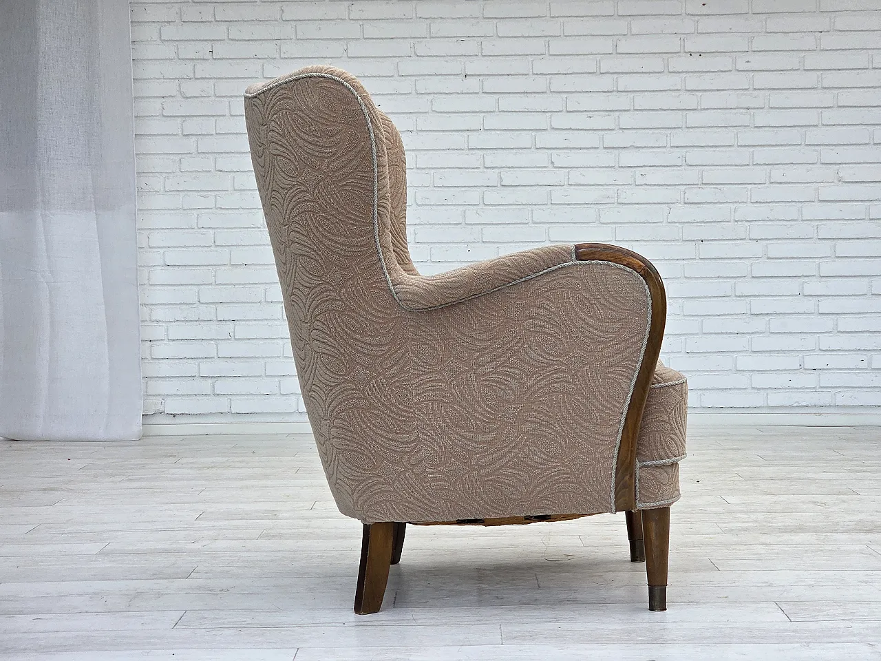 Danish armchair by Slagelse Møbelværk, blend wool fabric. 1960s 10