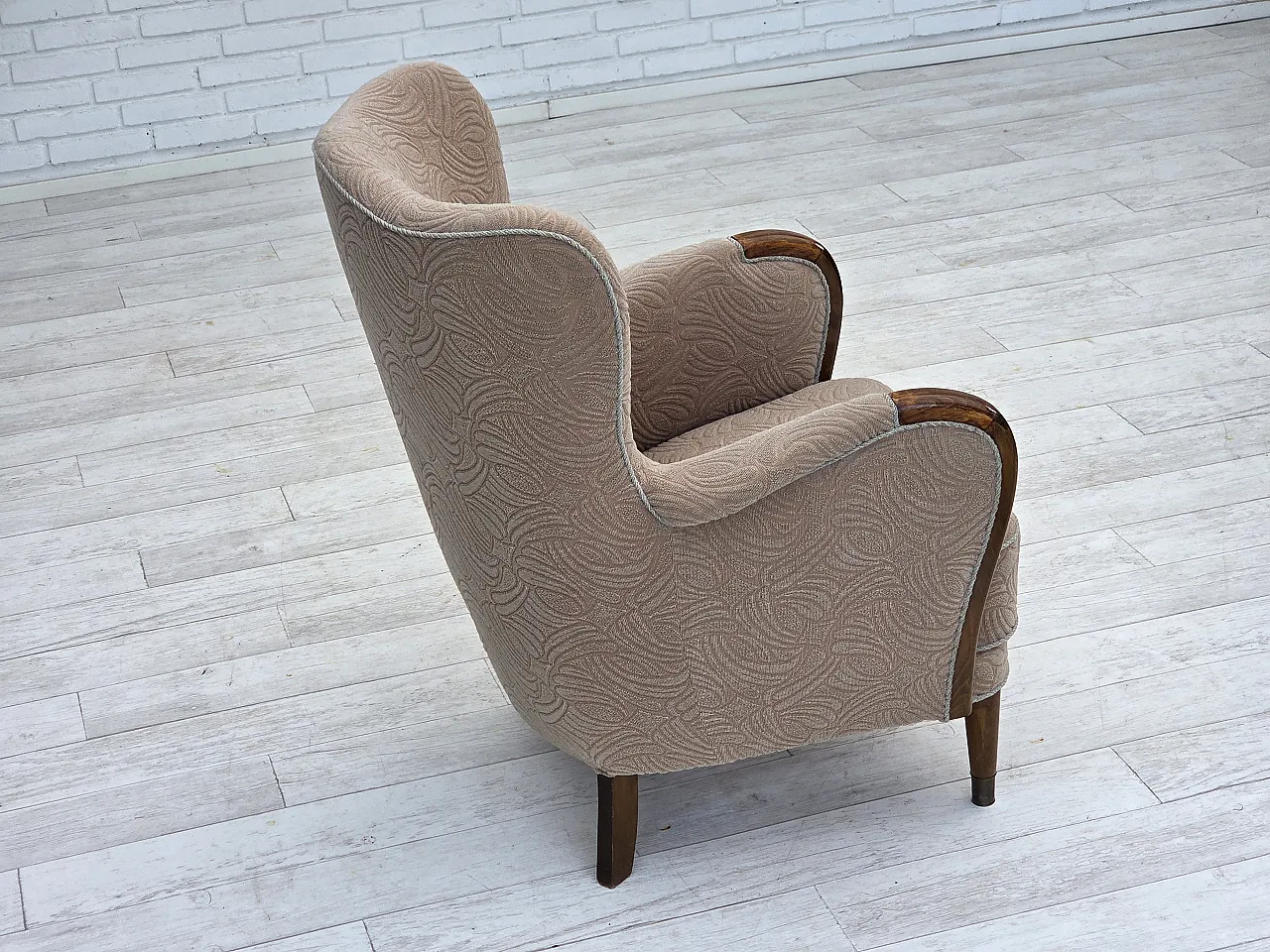 Danish armchair by Slagelse Møbelværk, blend wool fabric. 1960s 11