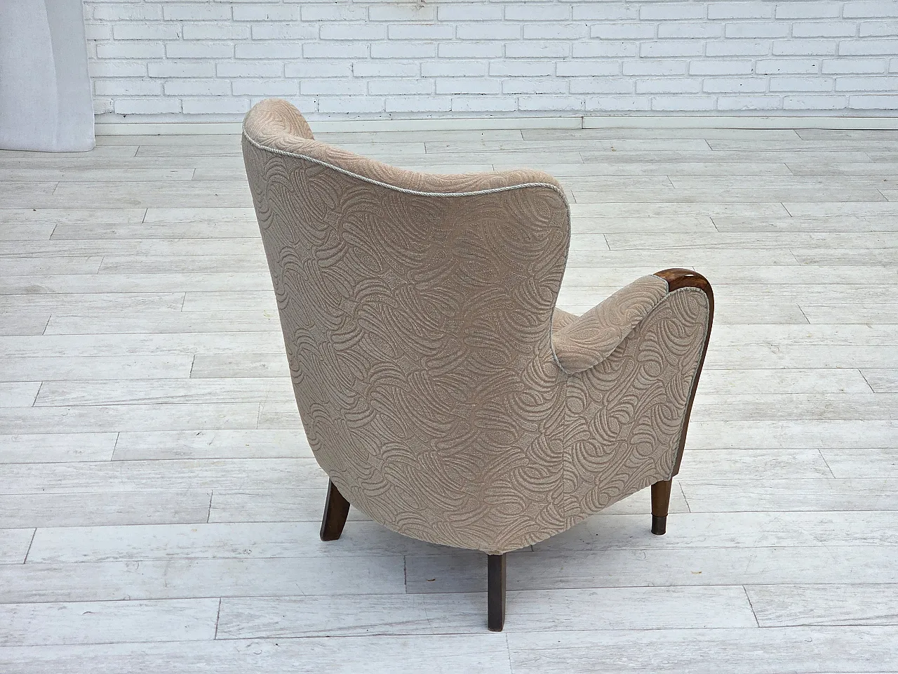 Danish armchair by Slagelse Møbelværk, blend wool fabric. 1960s 12