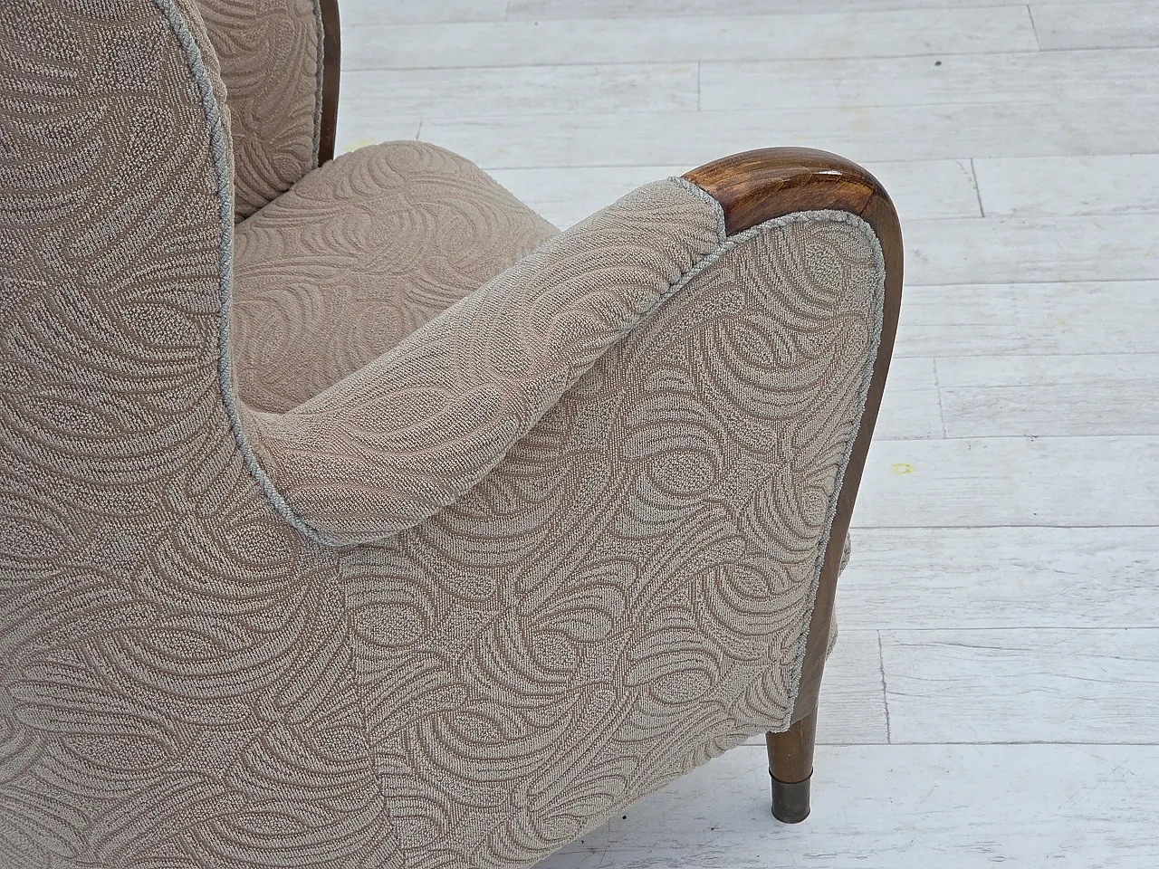 Danish armchair by Slagelse Møbelværk, blend wool fabric. 1960s 13