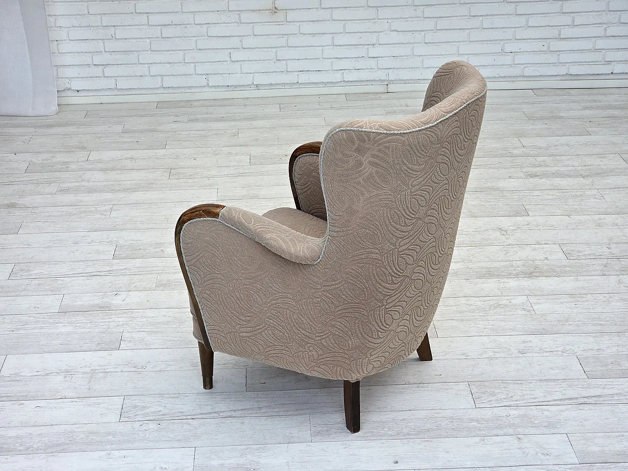 Danish armchair by Slagelse Møbelværk, blend wool fabric. 1960s 15