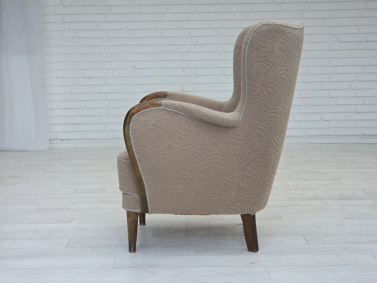 Danish armchair by Slagelse Møbelværk, blend wool fabric. 1960s 16