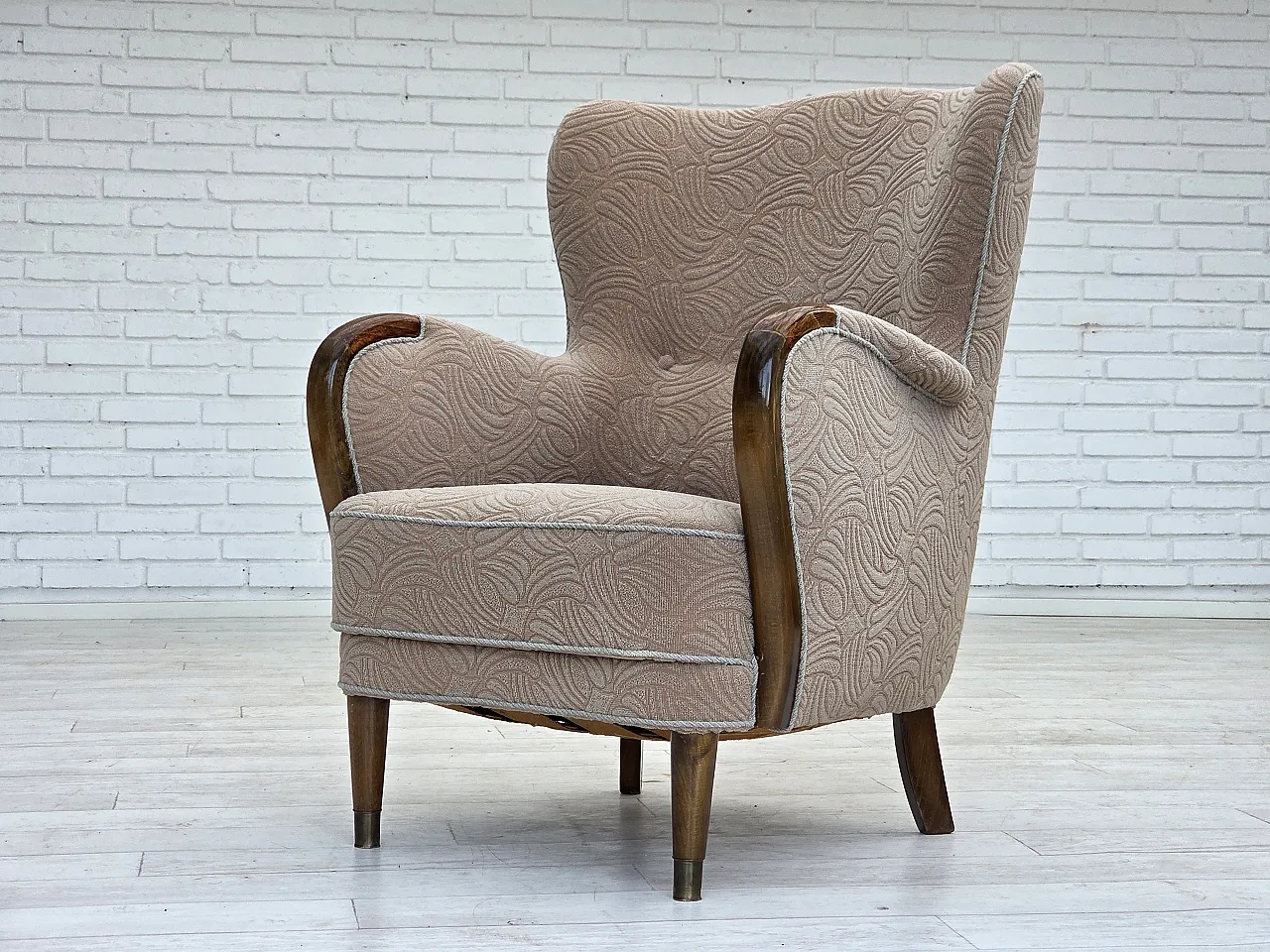 Danish armchair by Slagelse Møbelværk, blend wool fabric. 1960s 17