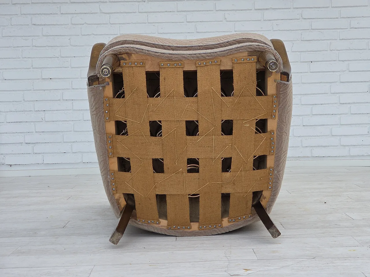 Danish armchair by Slagelse Møbelværk, blend wool fabric. 1960s 19