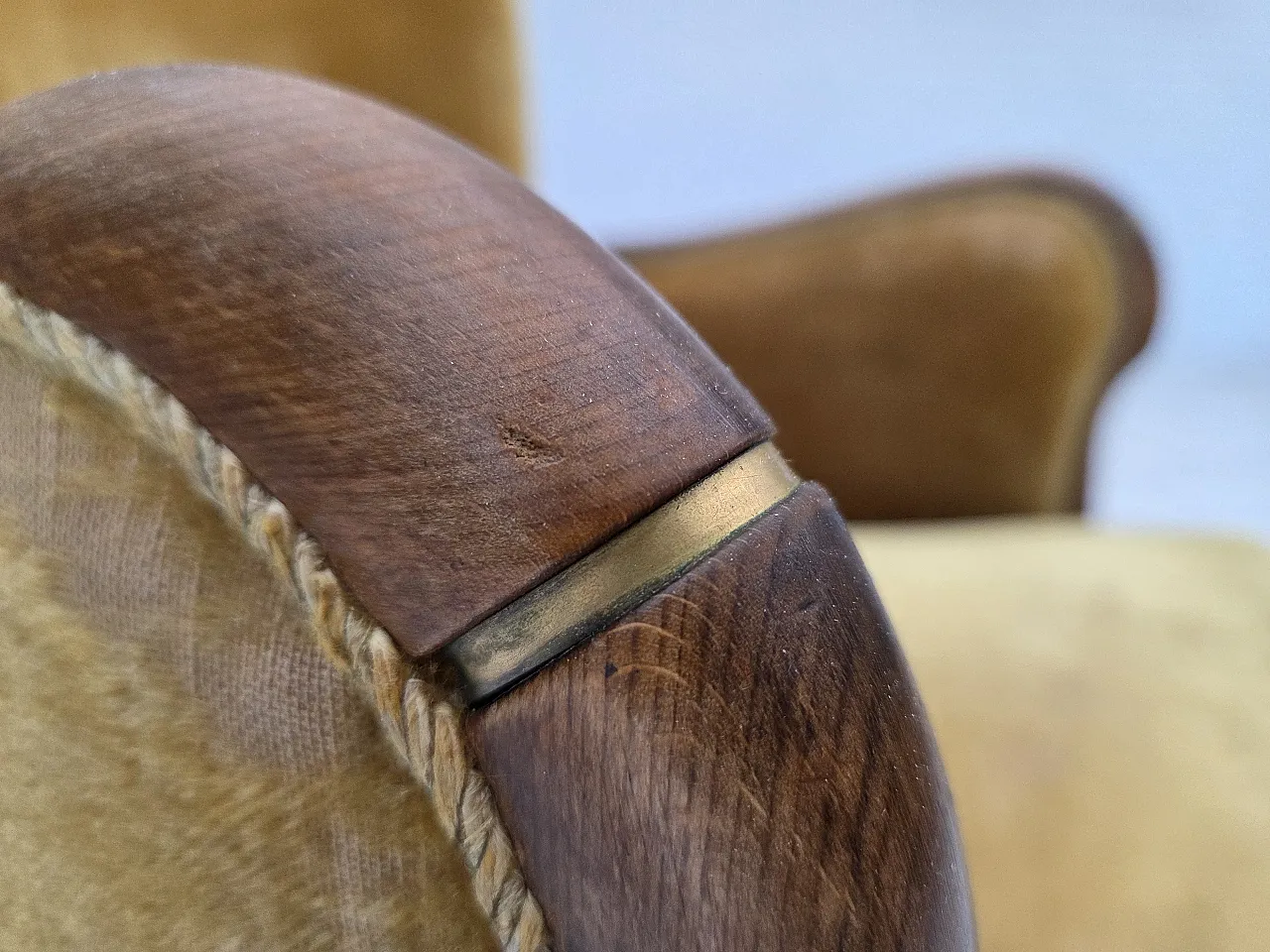 Danish armchair velour, beech wood, original, 1960s 4