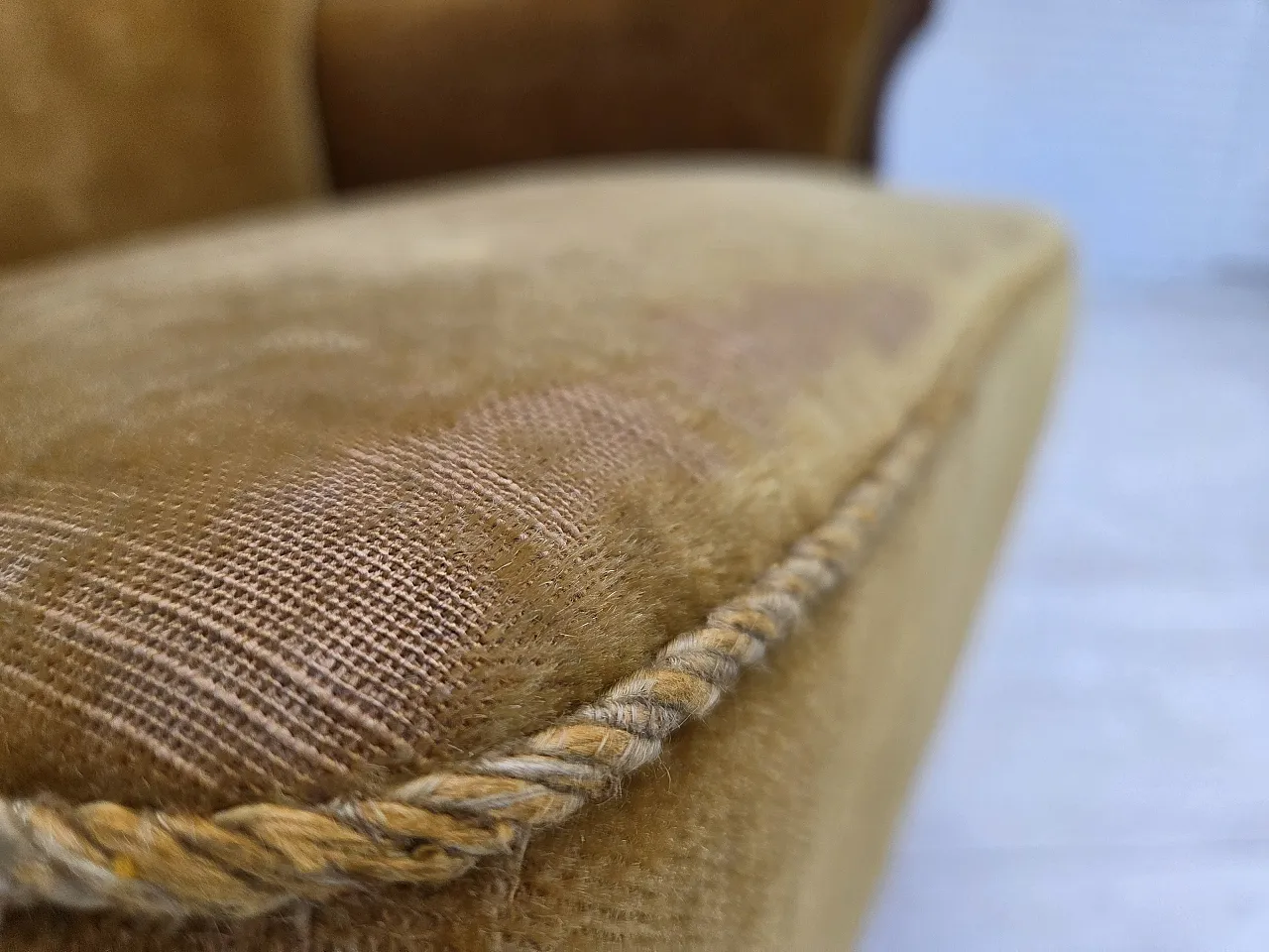 Danish armchair velour, beech wood, original, 1960s 5