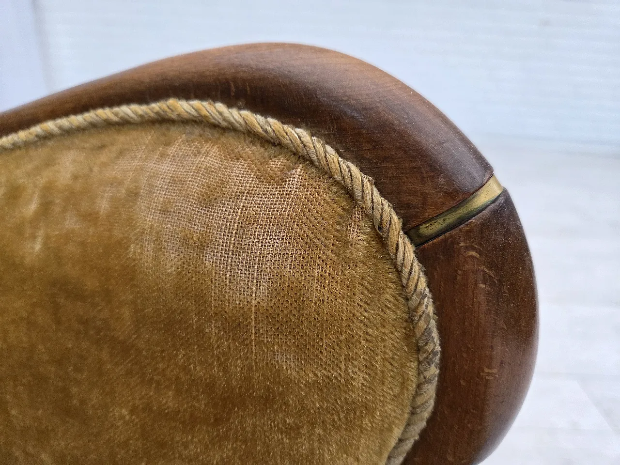 Danish armchair velour, beech wood, original, 1960s 6