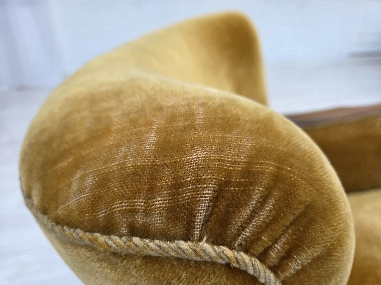 Danish armchair velour, beech wood, original, 1960s 9