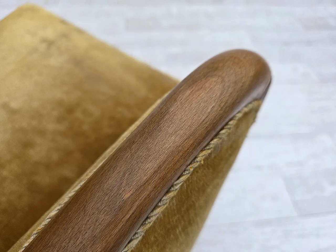 Danish armchair velour, beech wood, original, 1960s 13