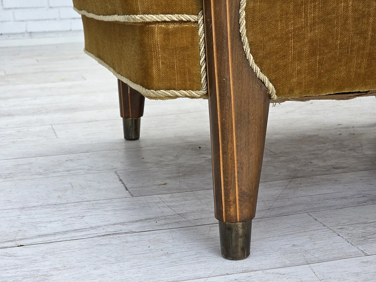 Danish armchair velour, beech wood, original, 1960s 18