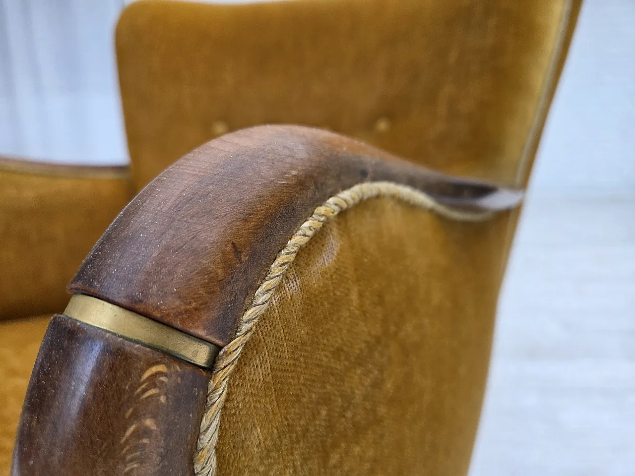 Danish armchair velour, beech wood, original, 1960s 19
