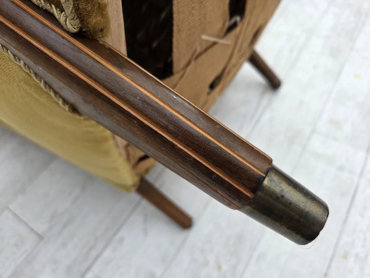 Danish armchair velour, beech wood, original, 1960s 23