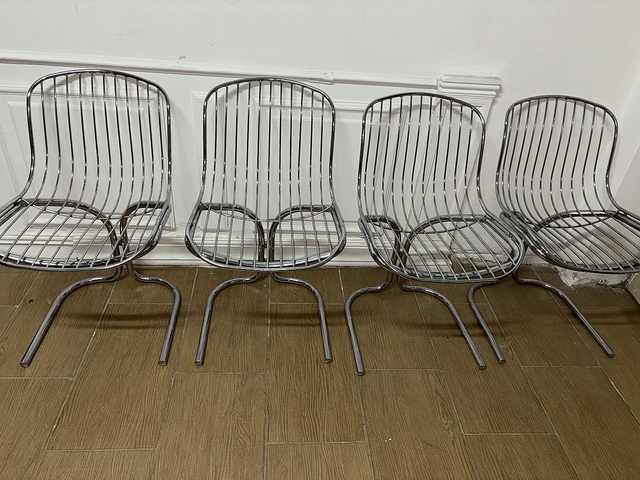 4 Sedie radio freccia di Gastone Rinaldi, anni '70 3