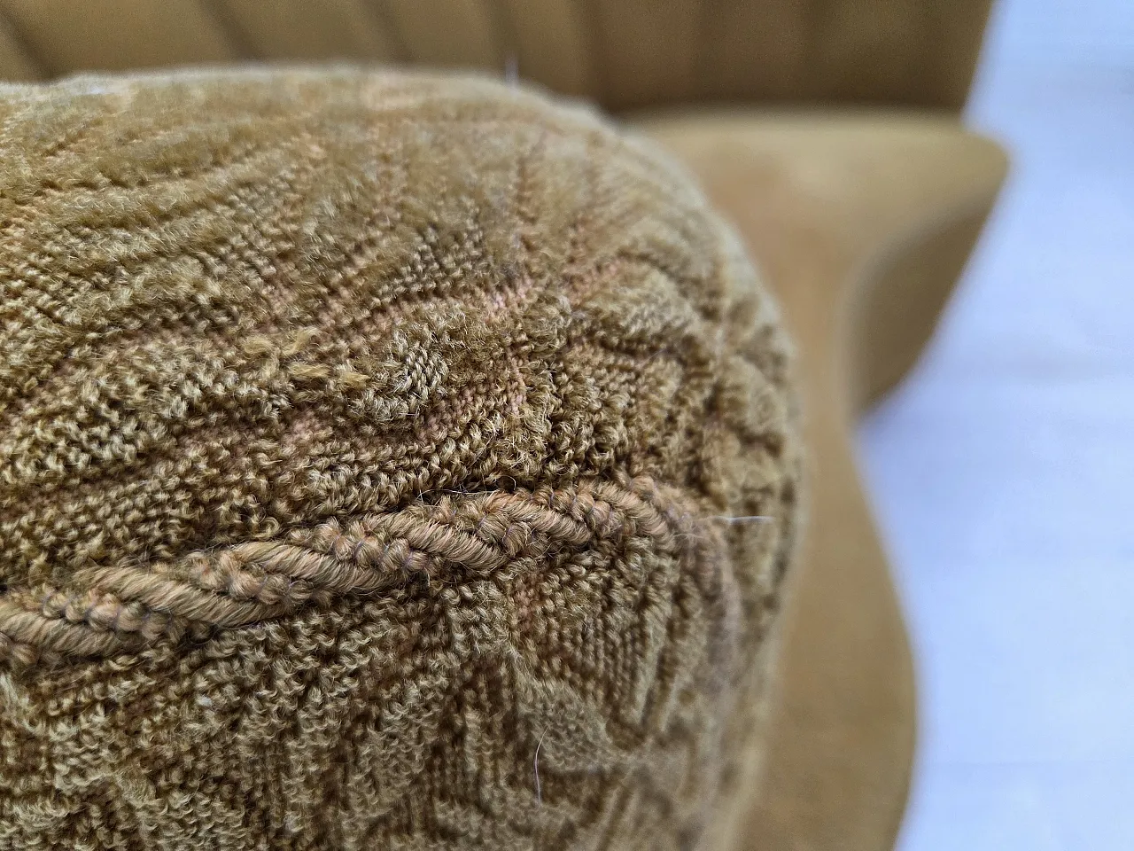 Danish 2 seater "Banan" sofa, green wool, ash wood, 1960s 7