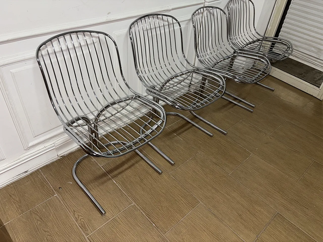 4 Sedie radio freccia di Gastone Rinaldi, anni '70 7