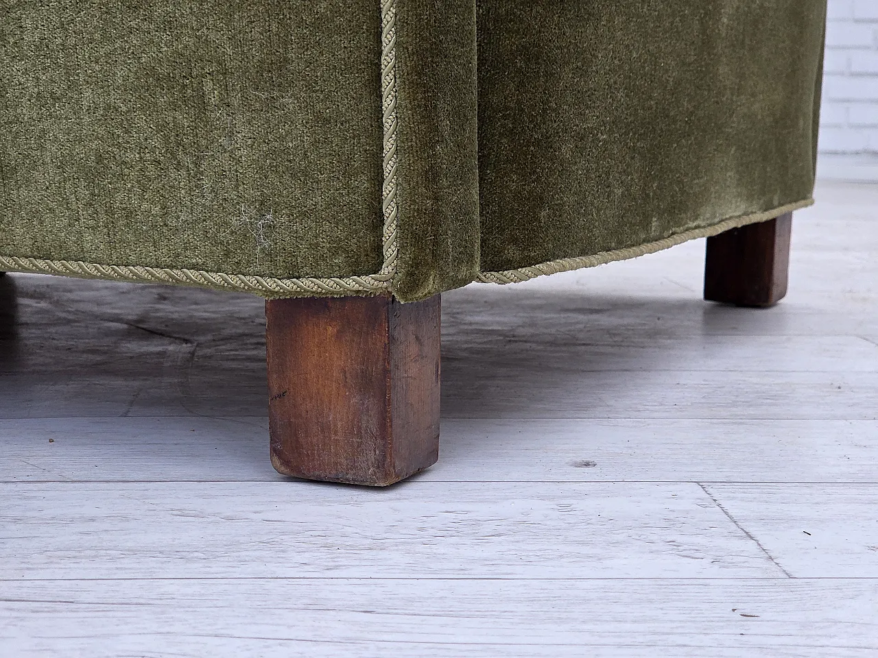 Danish relax armchair dark green velour, 1960s 3