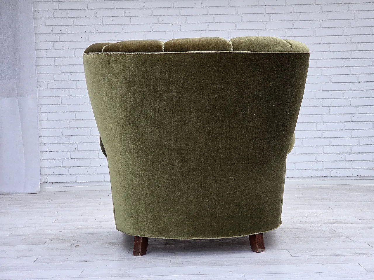 Danish relax armchair dark green velour, 1960s 13