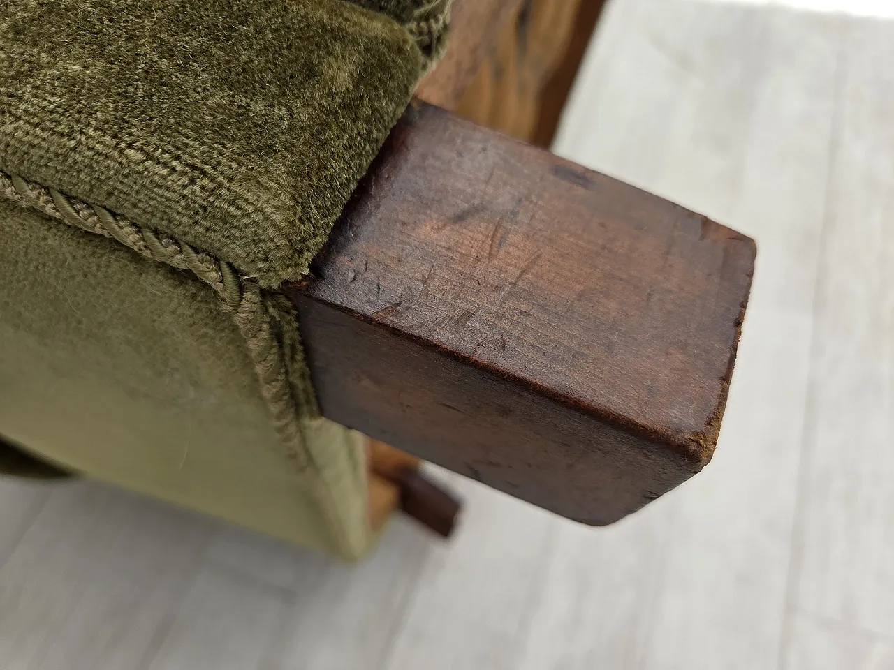 Danish relax armchair dark green velour, 1960s 19