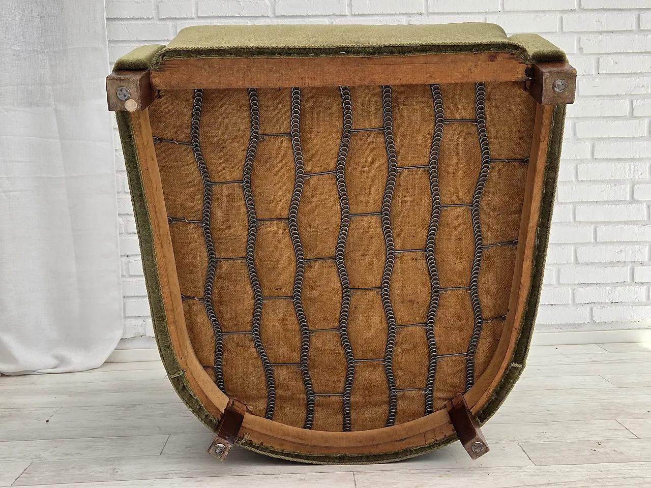 Danish relax armchair dark green velour, 1960s 20