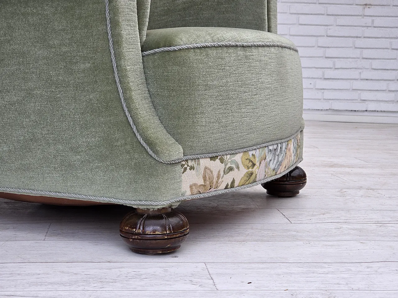 Danish relax armchair, green velour, 1970s 4