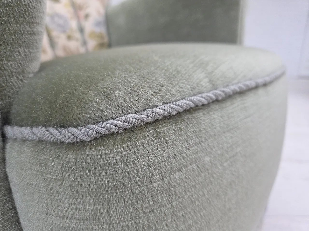 Danish relax armchair, green velour, 1970s 7