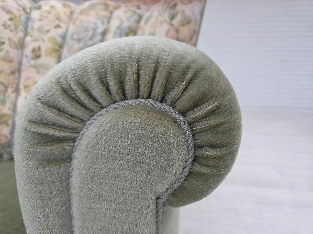 Danish relax armchair, green velour, 1970s 13