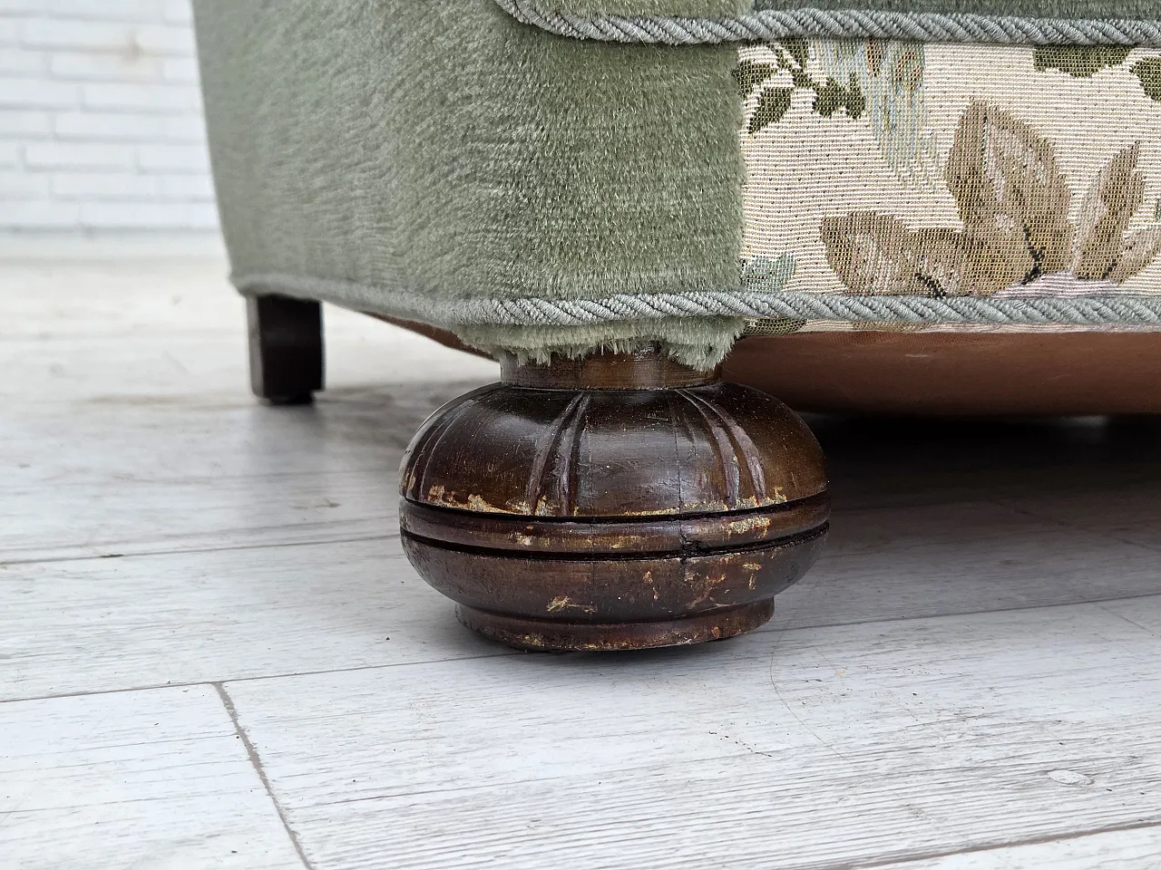 Danish relax armchair, green velour, 1970s 14