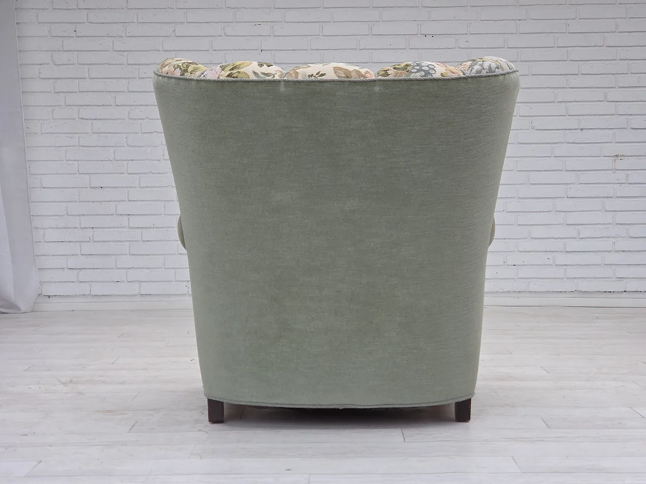 Danish relax armchair, green velour, 1970s 19