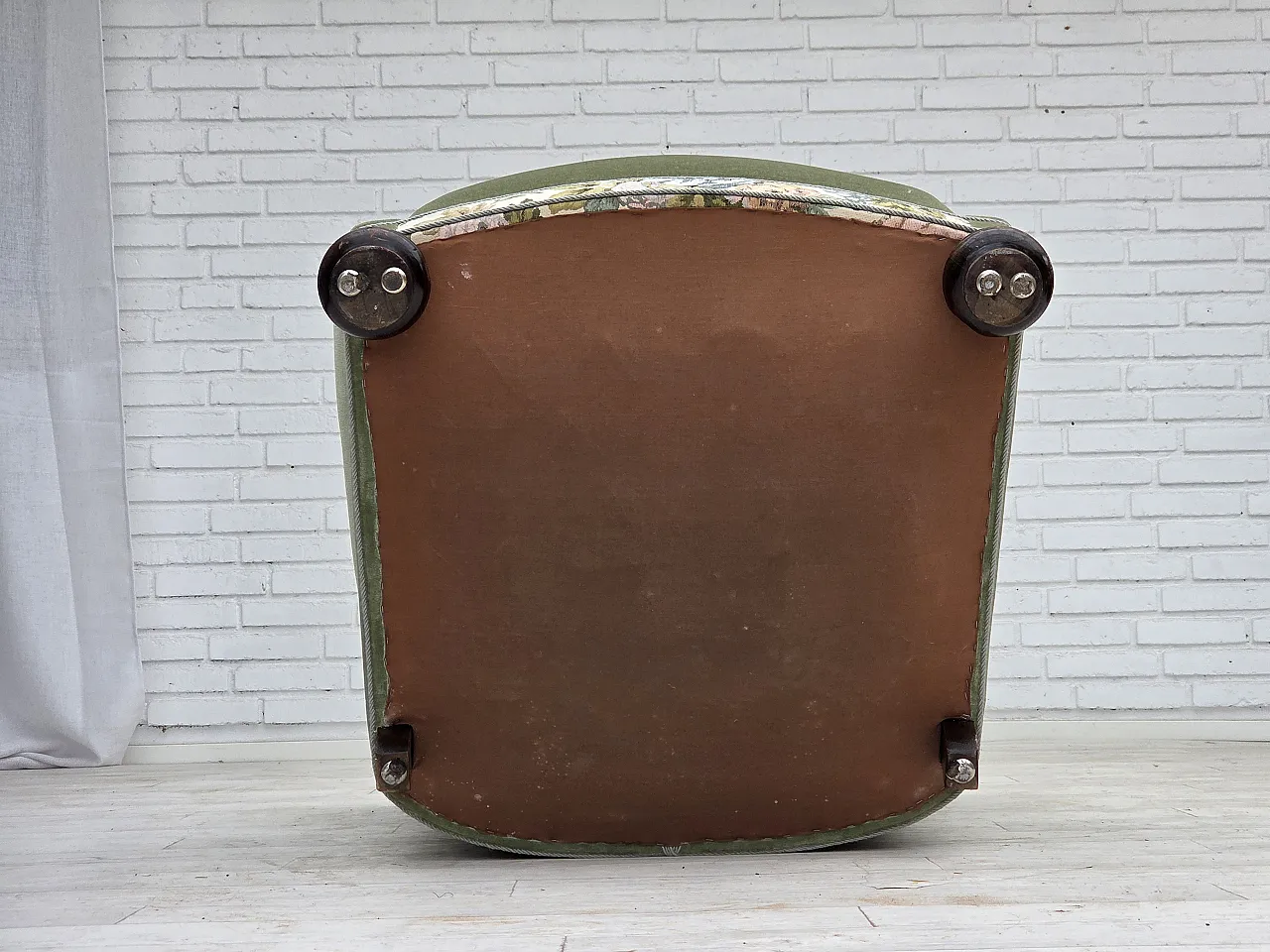 Danish relax armchair, green velour, 1970s 25