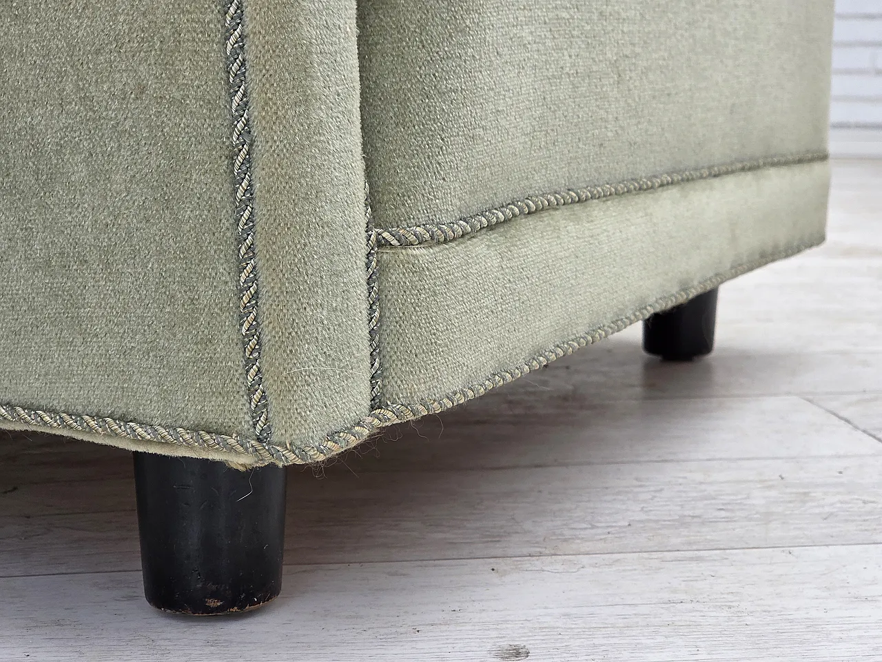 Danish relax armchair, light green velour, 1970s 5