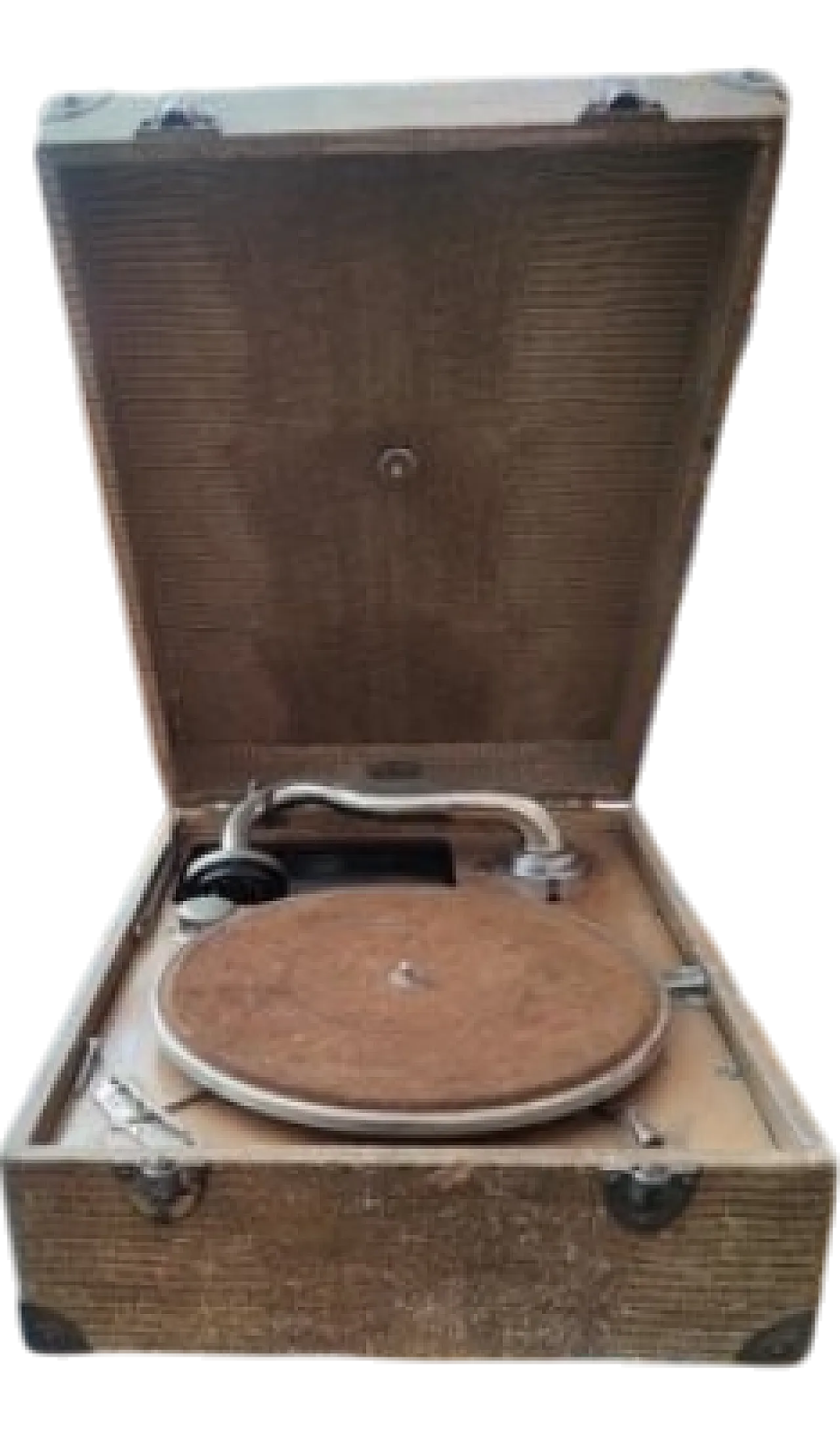 Grammofono in metallo marrone, anni '20 9