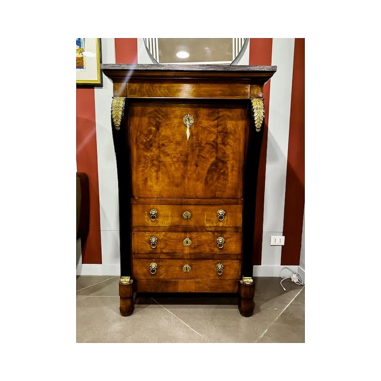 Secretaire in noce e piuma di noce, metà '800 14