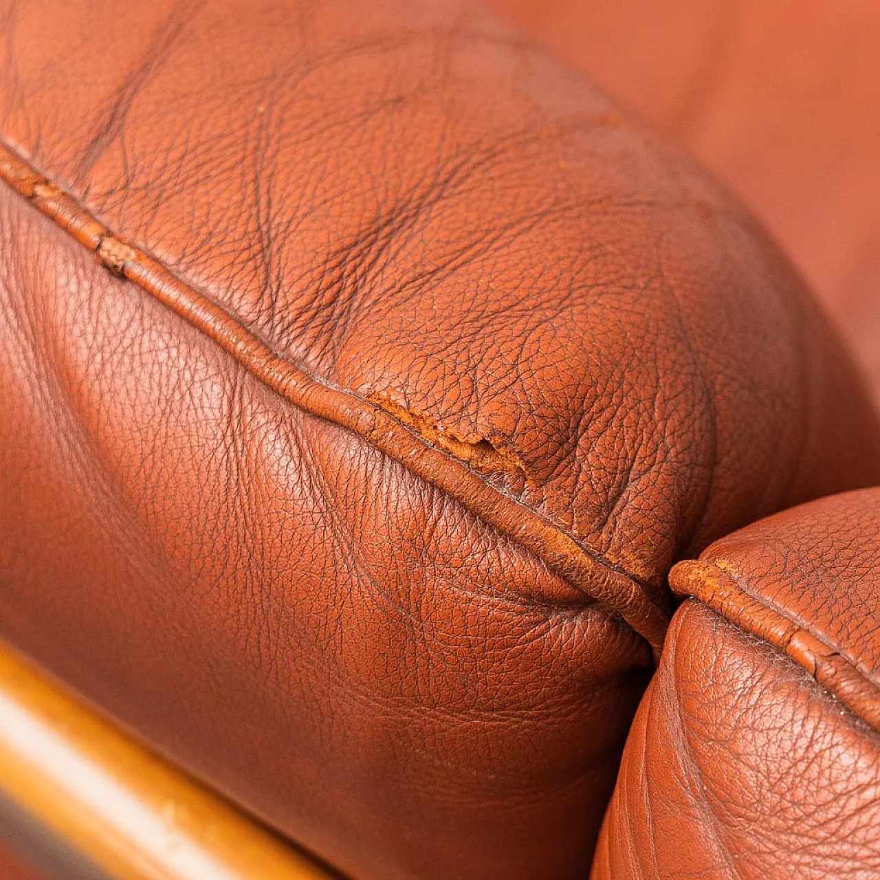 2 -seater sofa in leather and wood Mario Marenco for Mobilgirgi, 70s 11